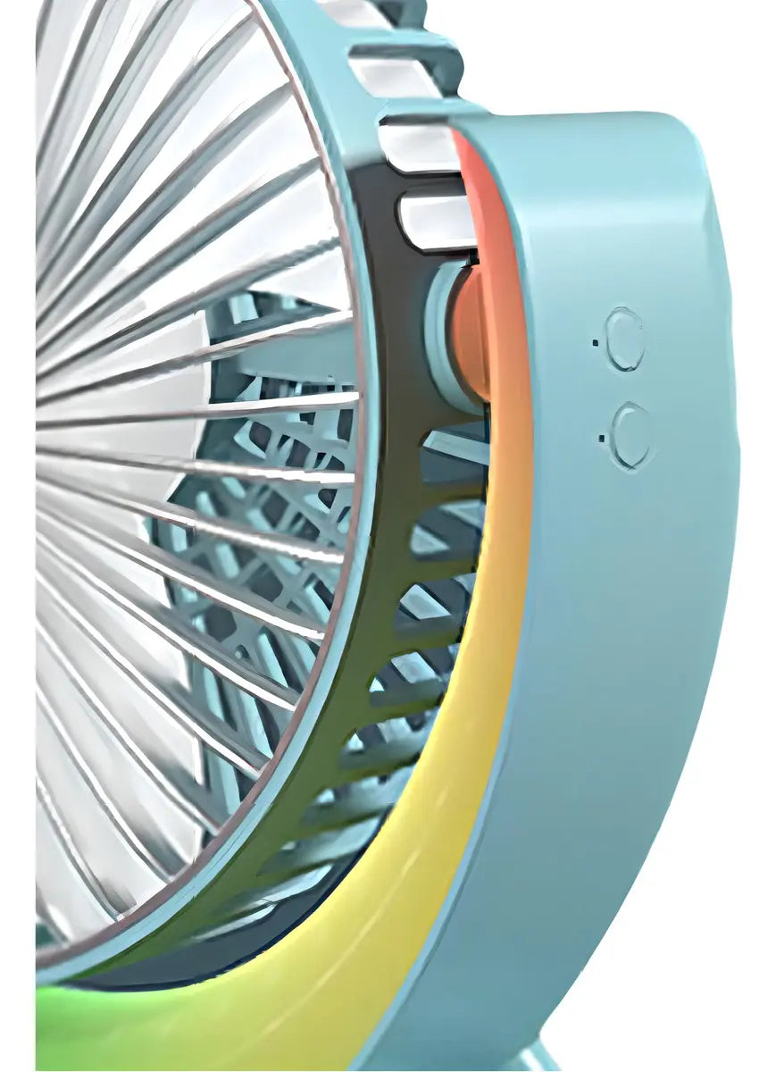 MINI VENTILADOR DE ESCRITORIO PORTÁTIL IRM CON LUZ LED MULTICOLOR Y CARGA USB