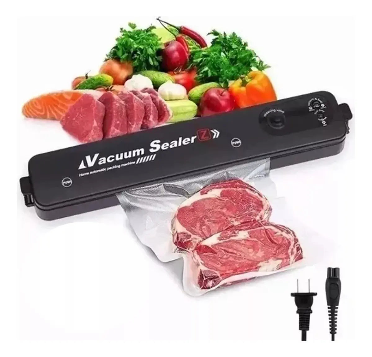 MÁQUINA SELLADORA AL VACÍO PARA ALIMENTOS + BOLSAS INCLUIDAS COLOR NEGRO