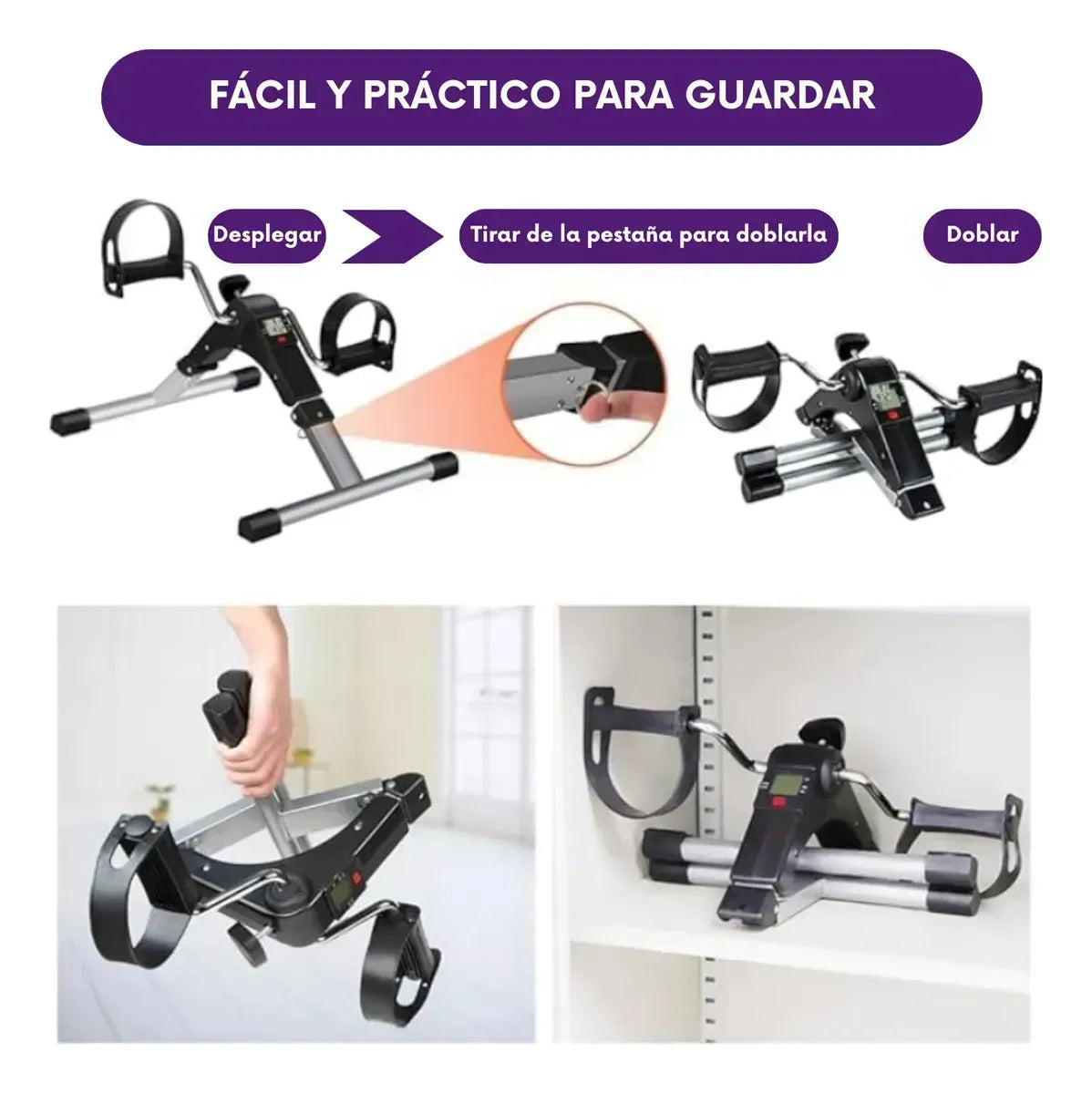 PEDALERA FITNESS CON PANTALLA LCD -REHABILITACIÓN Y EJERCICIO EN CASA