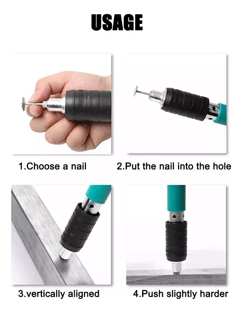 KIT PISTOLA DE CLAVOS DE DESCARGA AUTOMÁTICA AJUSTABLE DE ACERO