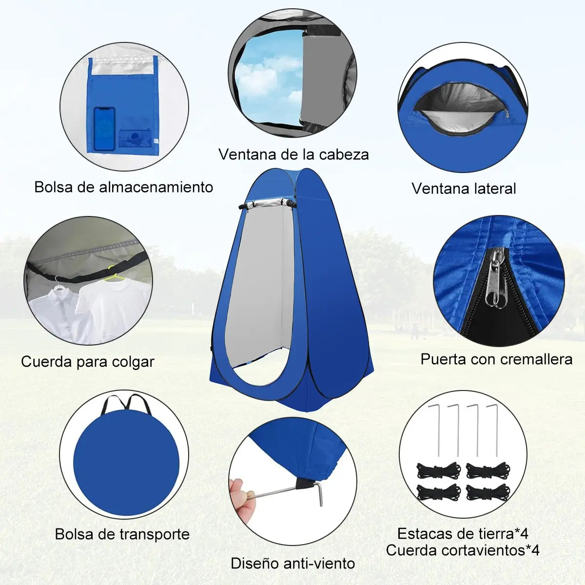 CARPA CAMPING PORTÁTIL PARA BAÑO VESTIDOR 1 PERSONA