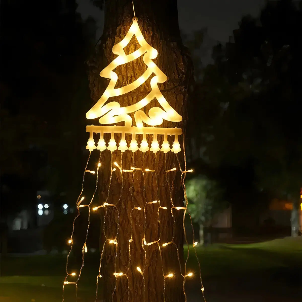 LUCES CORTINA 3M SOLAR ÁRBOL DE NAVIDAD 300 LED LUZ CÁLIDA PARA EXTERIOR