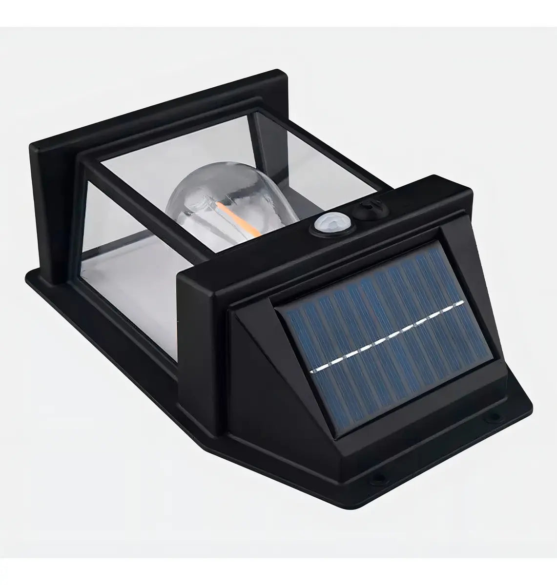 FAROL SOLAR PARED SENSOR MOVIMIENTO LUZ CÁLIDA EXTERIOR NEGRO