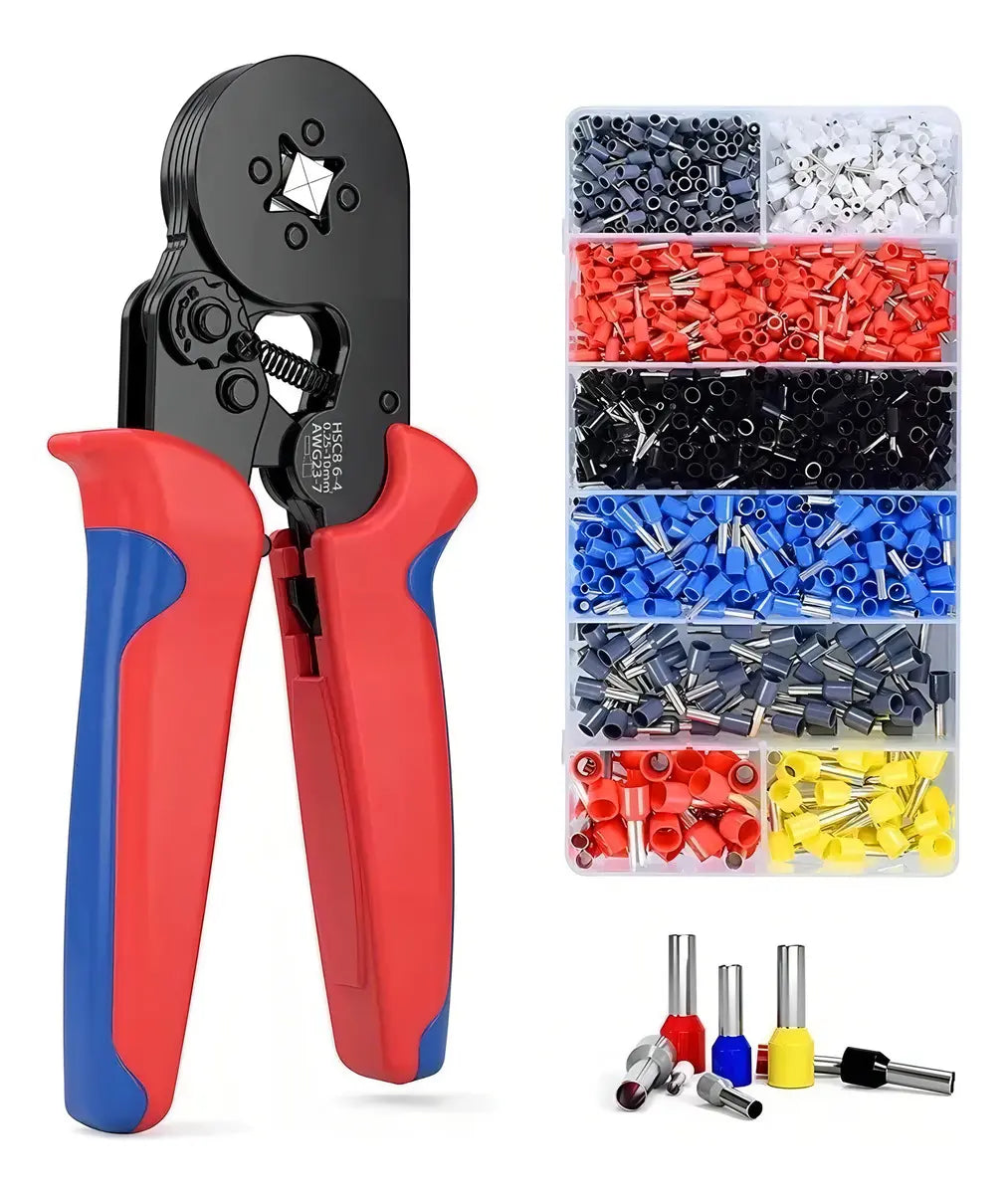 KIT DE ALICATE CRIMPADOR CON 1200 TERMINALES PARA CABLEADO ELÉCTRICO