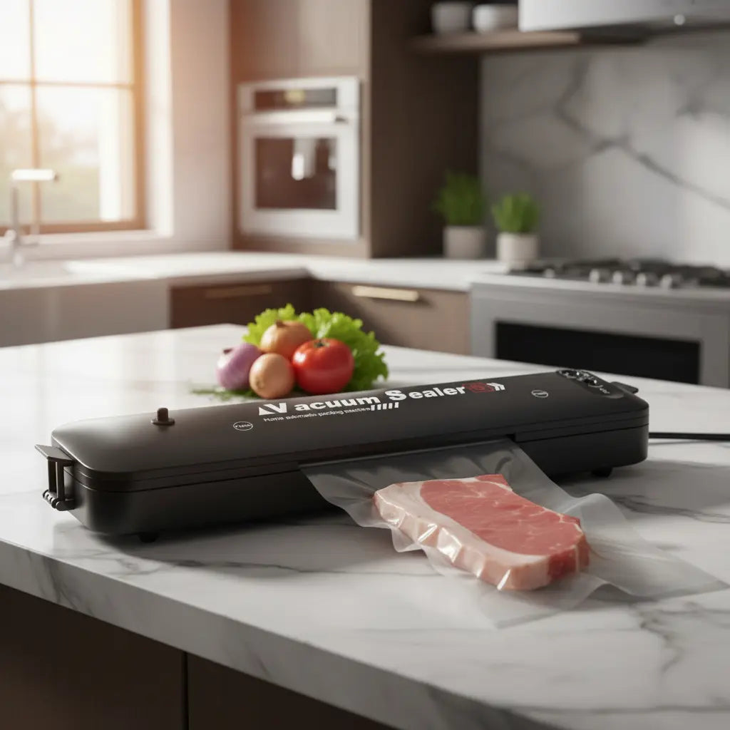 MÁQUINA SELLADORA AL VACÍO PARA ALIMENTOS + BOLSAS INCLUIDAS COLOR NEGRO