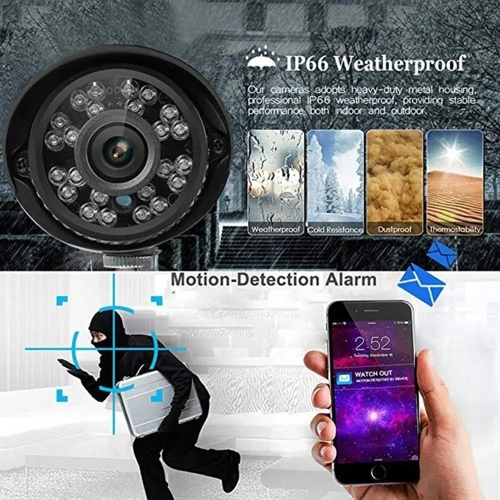 KIT 4 CÁMARAS SEGURIDAD WIFI HD 1080P DVR VISIÓN NOCTURNA