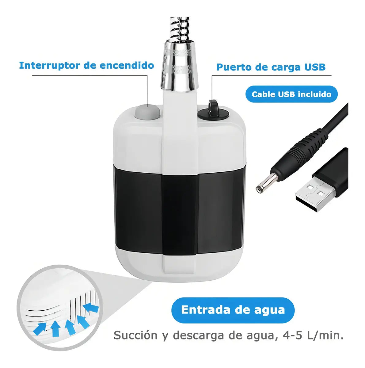 DUCHA CAMPING SUMERGIBLE PORTÁTIL PARA EXTERIORES AIRE LIBRE