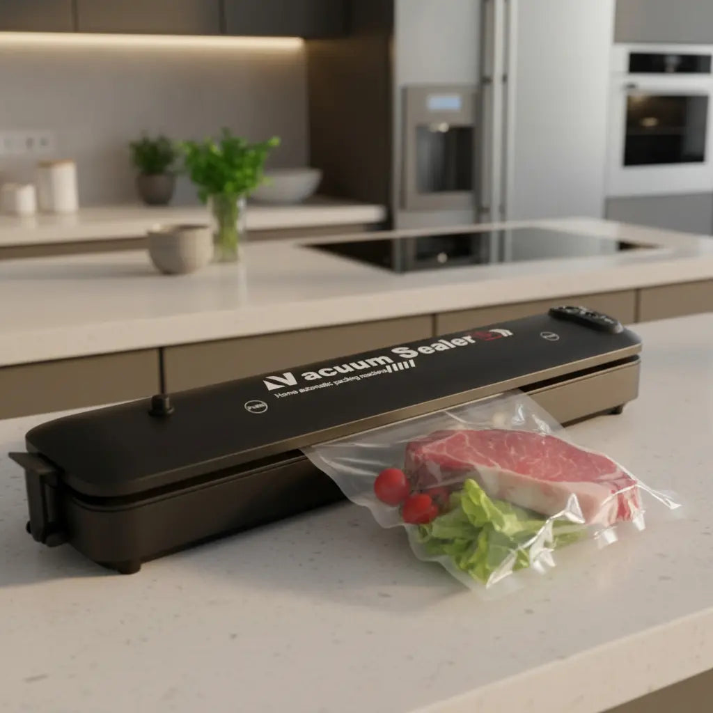 MÁQUINA SELLADORA AL VACÍO PARA ALIMENTOS + BOLSAS INCLUIDAS COLOR NEGRO