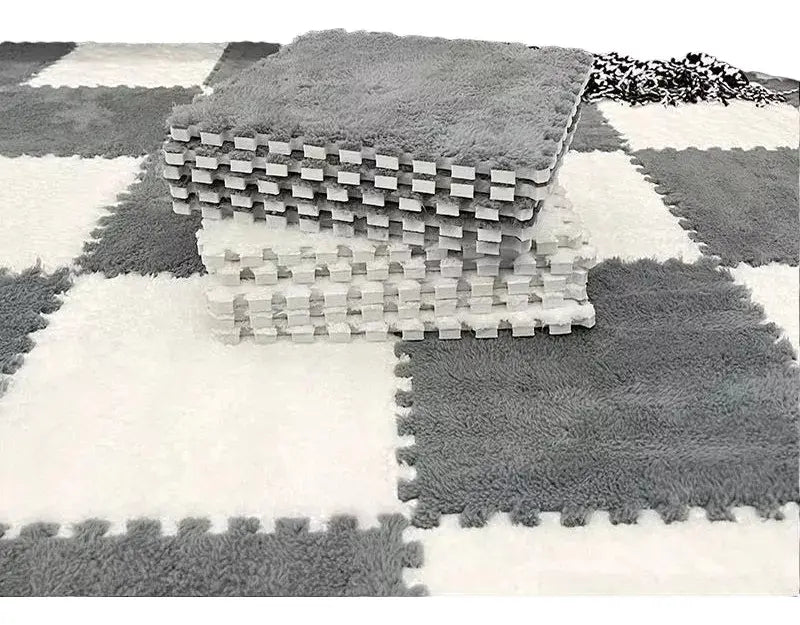 SET 10 ALFOMBRAS GOMA EVA PELUDAS 30X30CM - COLOR GRIS DECORATIVO