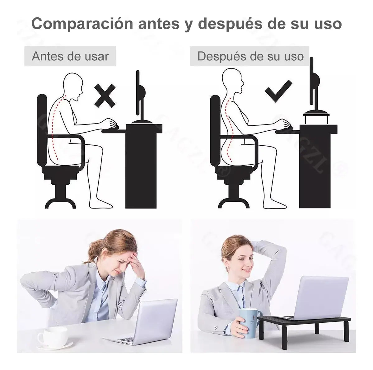 BASE SOPORTE MONITOR 3 ALTURAS AJUSTABLE PORTÁTIL PARA PC