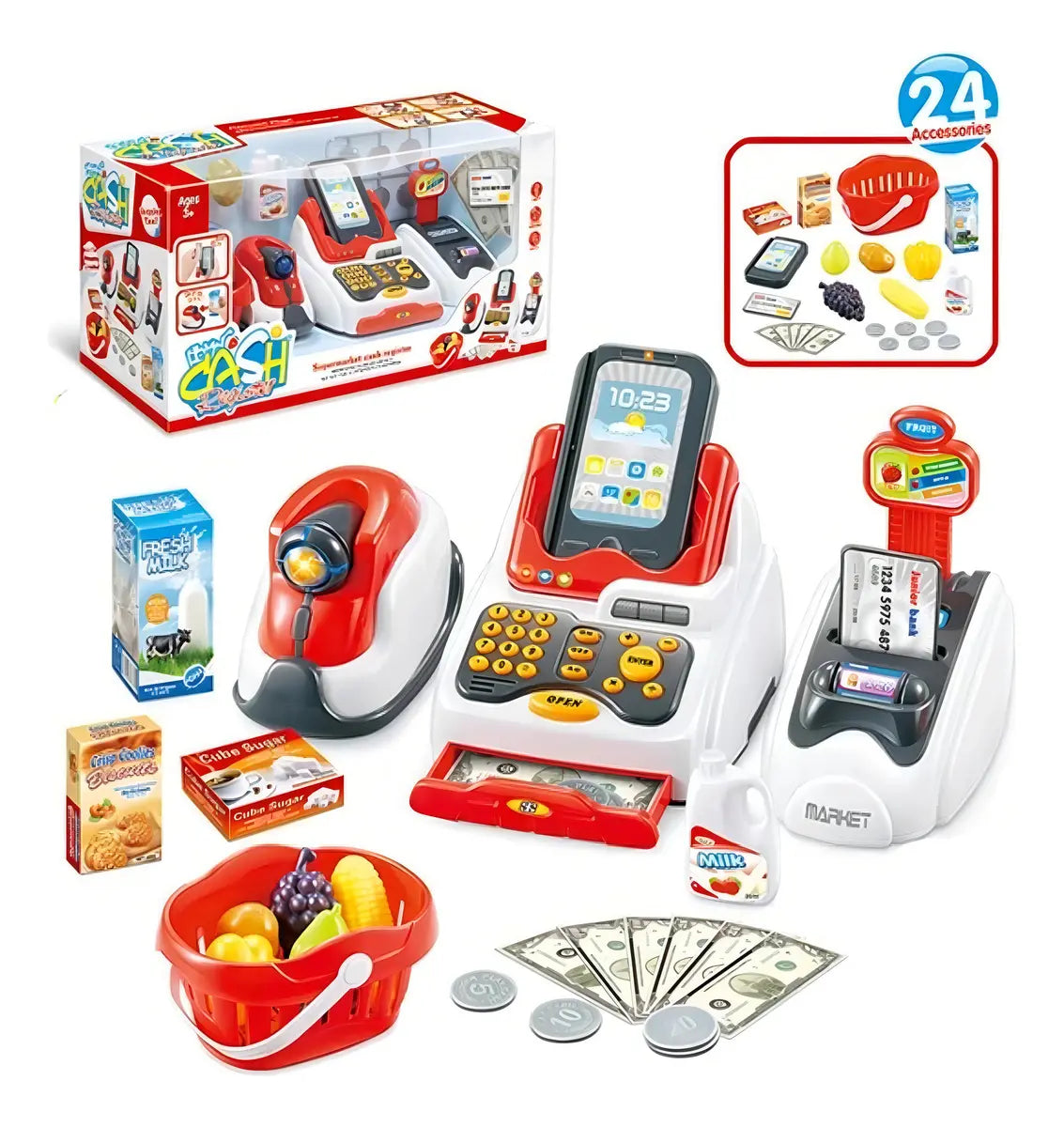 CAJA REGISTRADORA INFANTIL - JUEGO DE TIENDA Y COCINITA