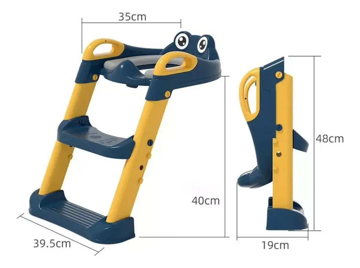 ASIENTO ADAPTADOR WC INFANTIL CON ESCALERA PLEGABLE ANTIDESLIZANTE ACOLCHADO AZUL