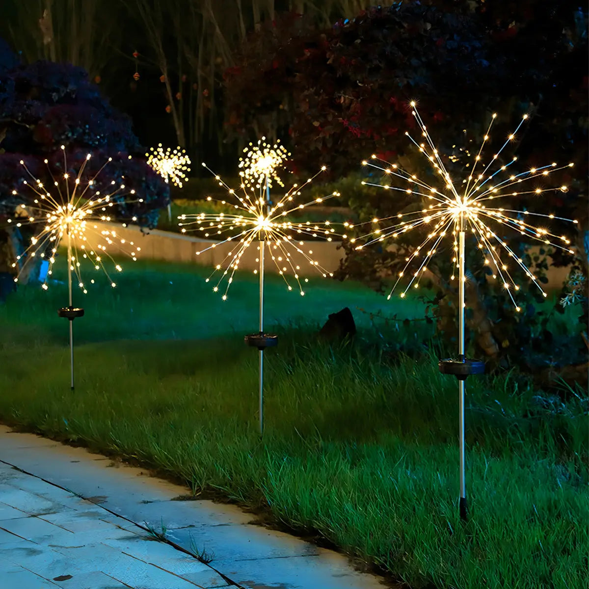 PACK X2 LUCES MICRO LED SOLAR JARDÍN FUEGO ARTIFICIAL - LUZ CÁLIDA 400 LED