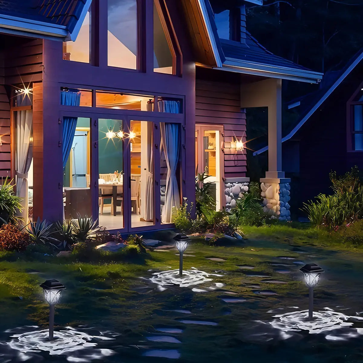 PACK 6 LUCES SOLARES PARA JARDÍN CON ESTACA - ESTILO INGLÉS NEGRO