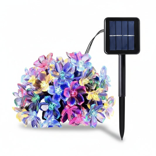 GUIRNALDA SOLAR FLOR MULTICOLOR 30 LED PARA JARDÍN Y EXTERIOR