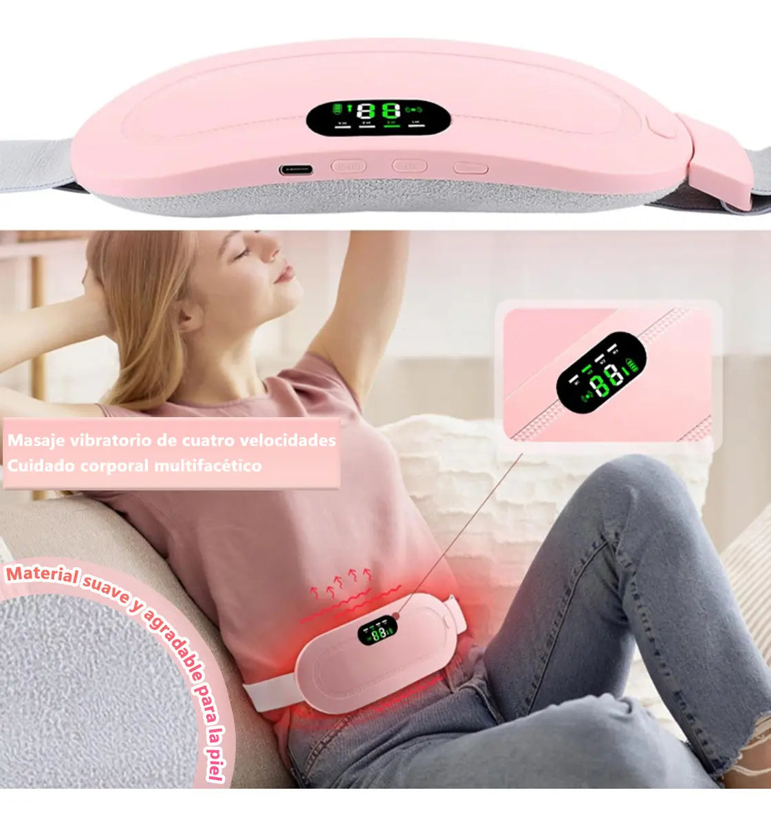 PACK CINTURÓN PARA DOLOR MENSTRUAL CON CALOR + ANTIFAZ PARA DORMIR 3D