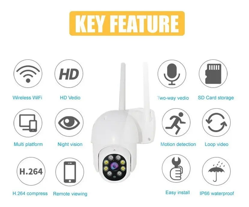 CÁMARA IP WIFI 1080HD IMPERMEABLE CON VISIÓN NOCTURNA