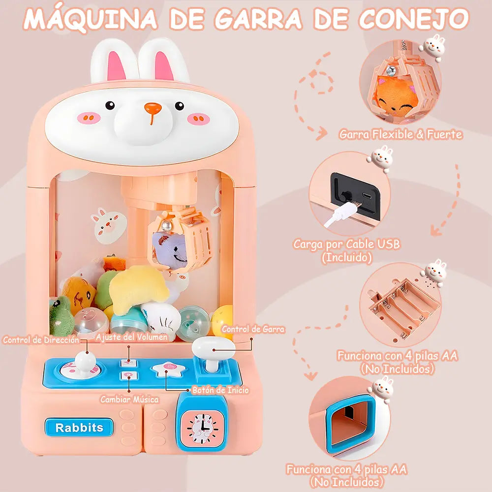 JUEGO MÁQUINA DE GARRAS CON 20 MUÑECOS Y  10 BOLAS - ARCADE INFANTIL