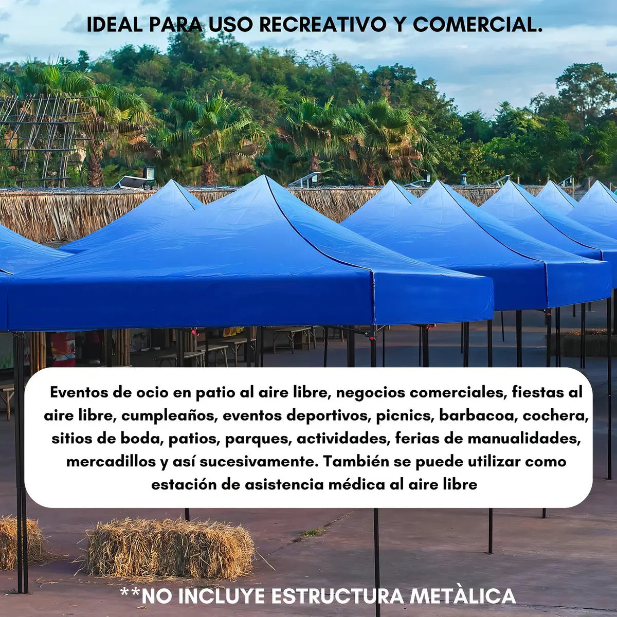 LONA CARPA REPUESTO TOLDO UV PLEGABLE 3x3 Mts COLOR AZUL