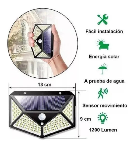 PACK 4 APLIQUES LÁMPARA SOLAR EXTERIOR 100 LED CUADRADO