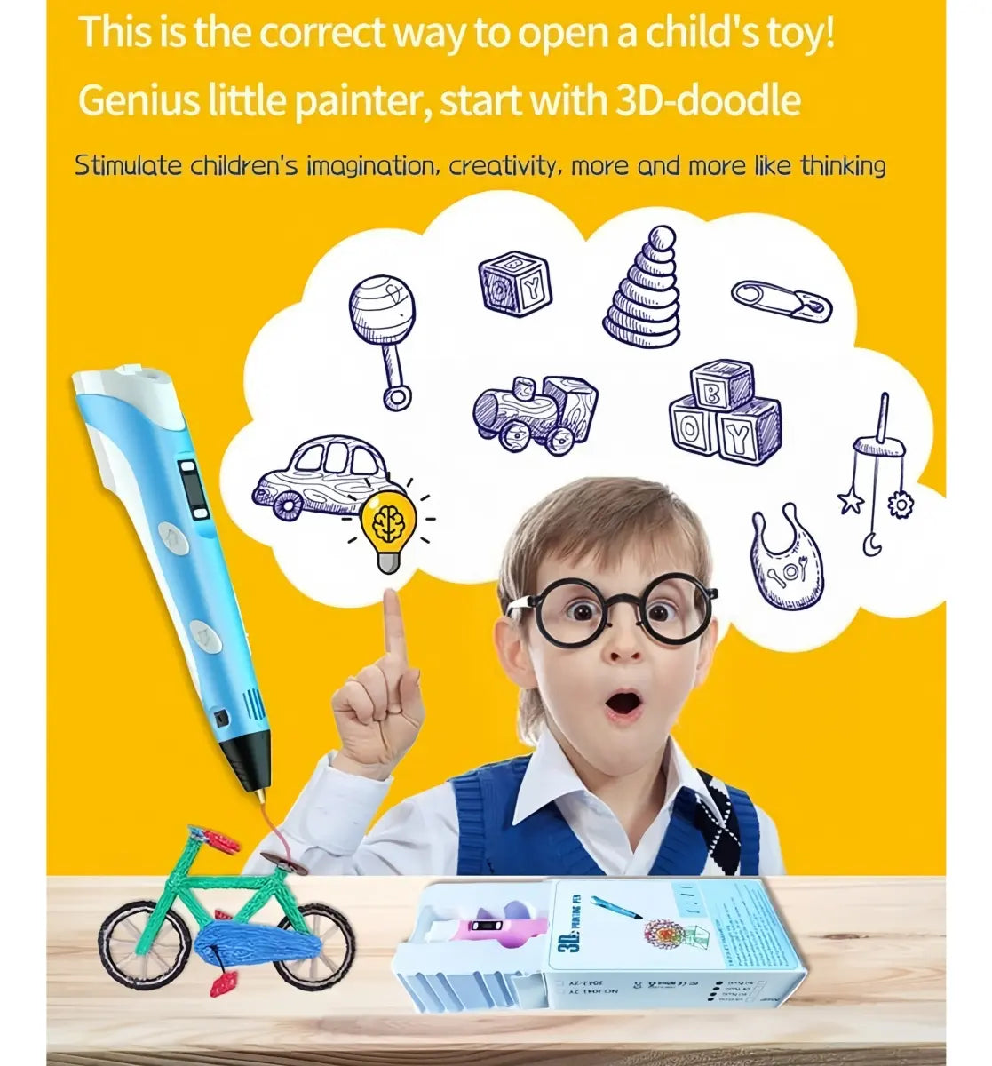 LÁPIZ 3D IMPRESORA DE DIBUJO + 10 FILAMENTOS 30 METROS MULTICOLOR