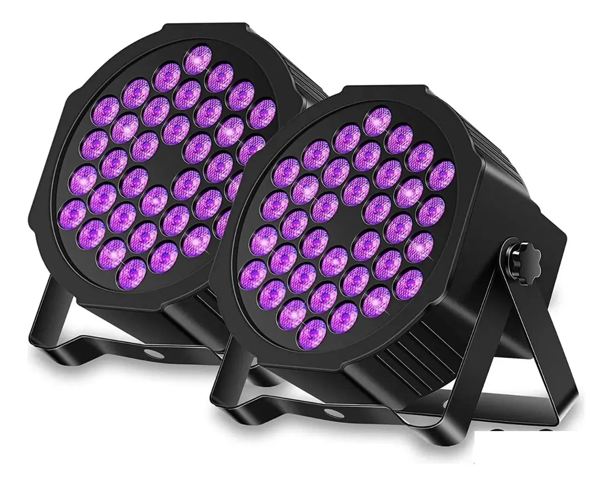 PACK  2 FOCOS UV 36 LED LUZ ULTRAVIOLETA PARA FIESTAS Y FLUORESCENCIA