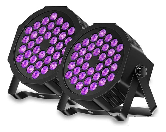 PACK  2 FOCOS UV 36 LED LUZ ULTRAVIOLETA PARA FIESTAS Y FLUORESCENCIA