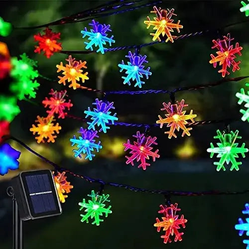 GUIRNALDA SOLAR LED 6.5 COPO DE NIEVE MULTICOLOR EXTERIOR IP65- 30 LUCES