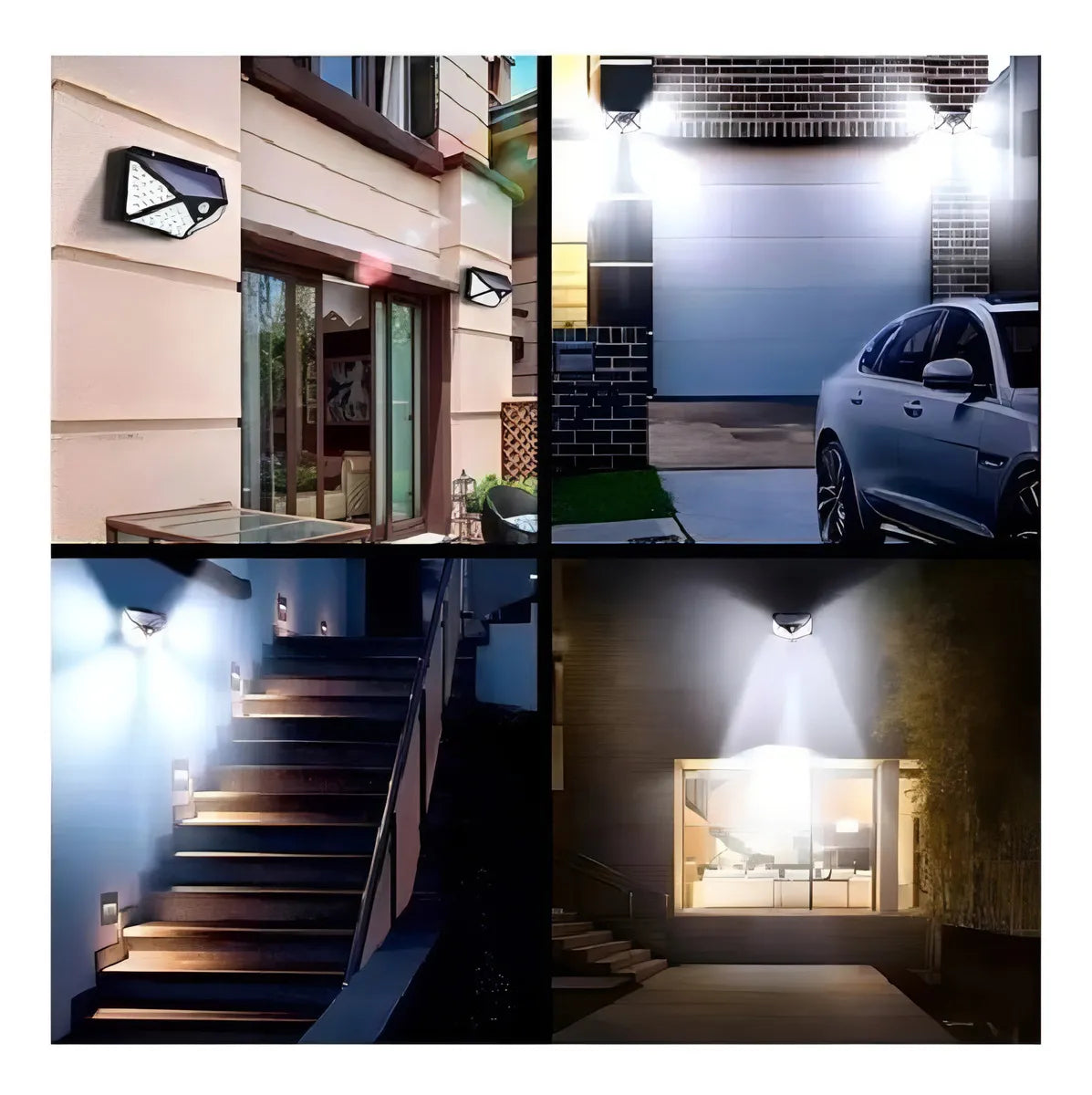 PACK 4 APLIQUES LÁMPARA SOLAR EXTERIOR 100 LED CUADRADO
