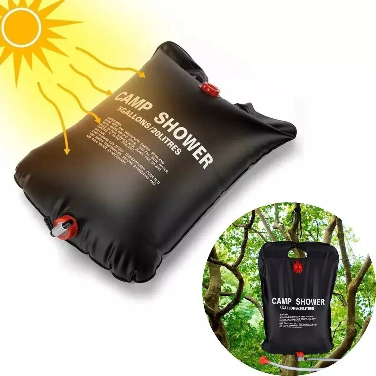 CARPA BAÑO VESTIDOR + BAÑO QUÍMICO 20L + 2 DUCHA 20L - KIT CAMPING