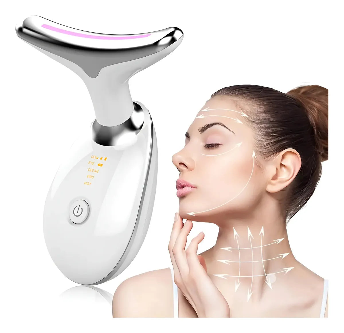 MASAJEADOR REDUCTOR PAPADA FACIAL CUELLO ANTIARRUGAS BLANCO