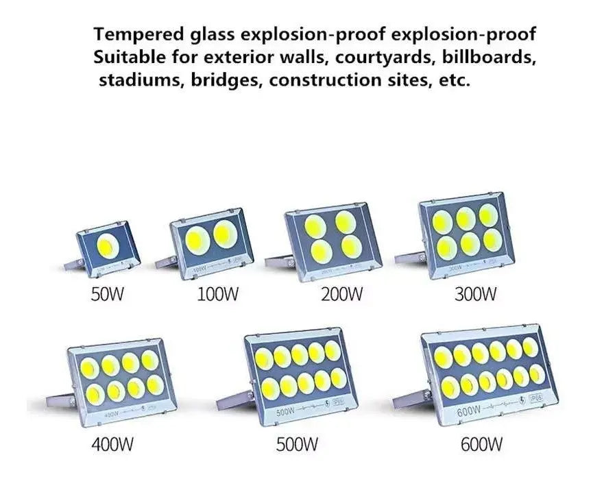FOCO LED PLANO REFLECTOR MULTILED 600W EXTERIOR BLANCO FRÍO GRIS
