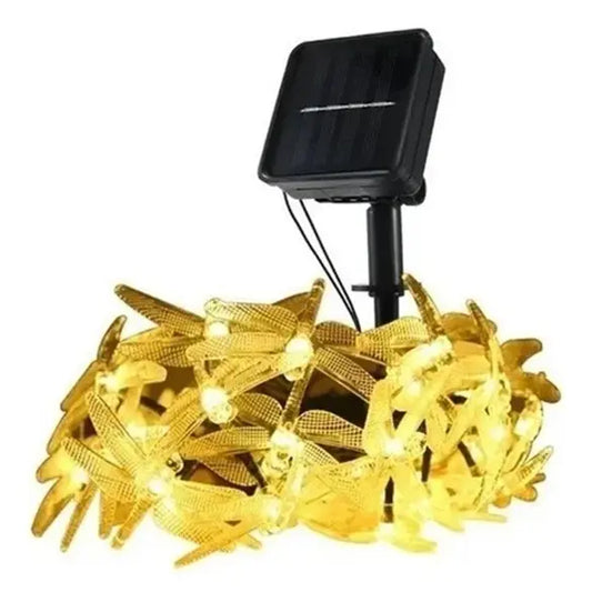 GUIRNALDA SOLAR LED LIBÉLULA EXTERIOR 6 M - 30 LUCES AMARILLAS IP65