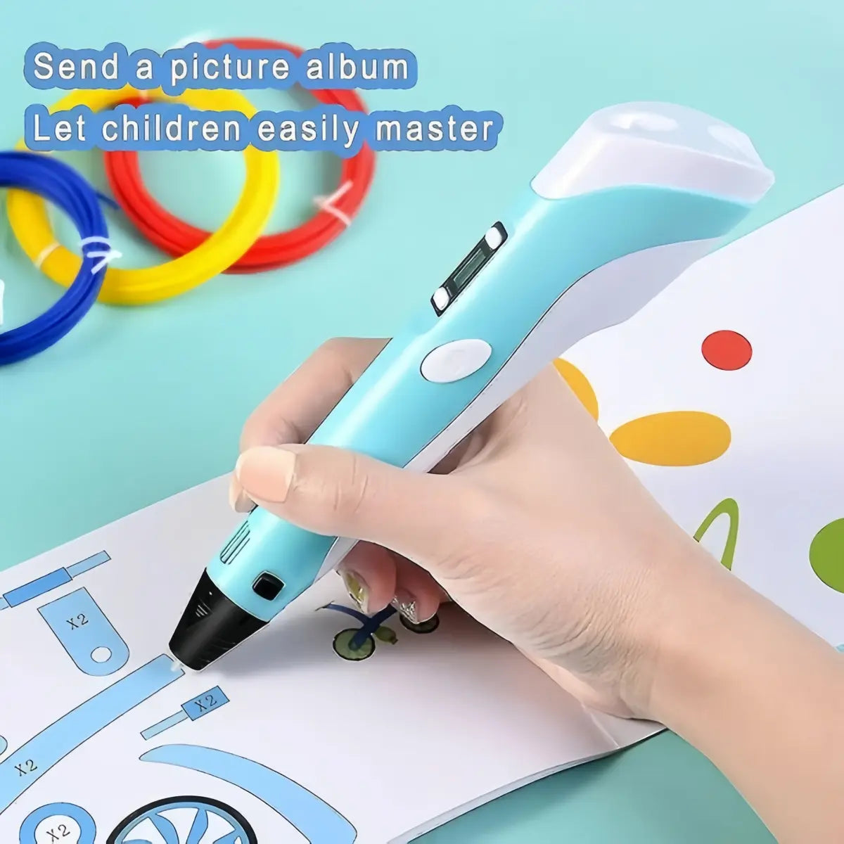 LÁPIZ 3D IMPRESORA DE DIBUJO + 10 FILAMENTOS 30 METROS MULTICOLOR