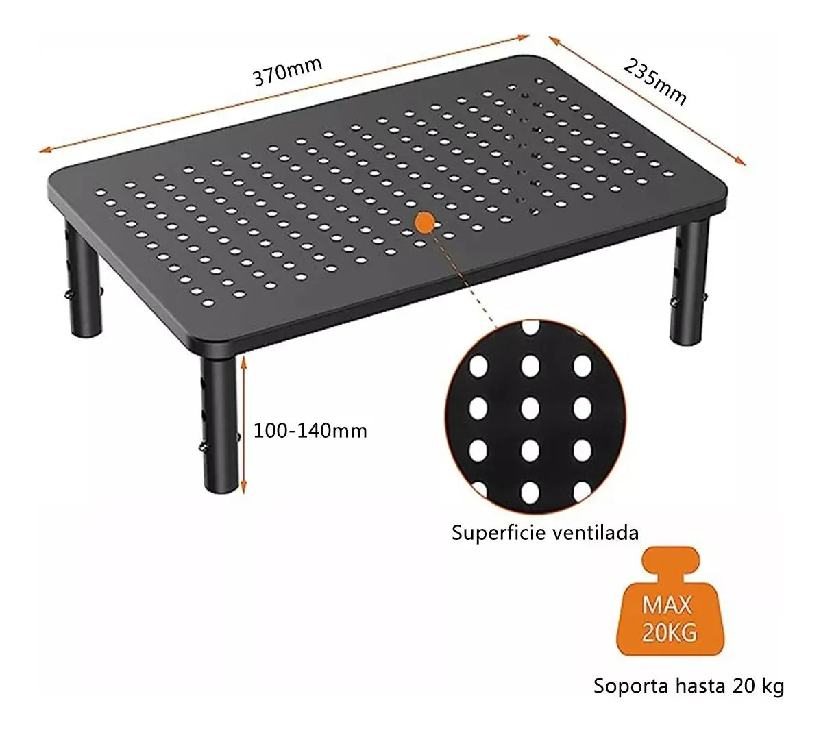 BASE SOPORTE MONITOR 3 ALTURAS AJUSTABLE PORTÁTIL PARA PC
