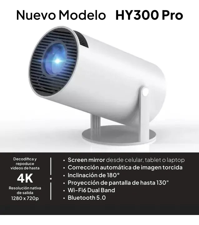 PROYECTOR PORTÁTIL HY300 ULTRA HD 4K WIFI BLUETOOTH