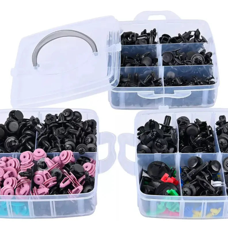 KIT 725 CLIPS DE RETENCIÓN PLÁSTICO PARA AUTO - USO UNIVERSAL