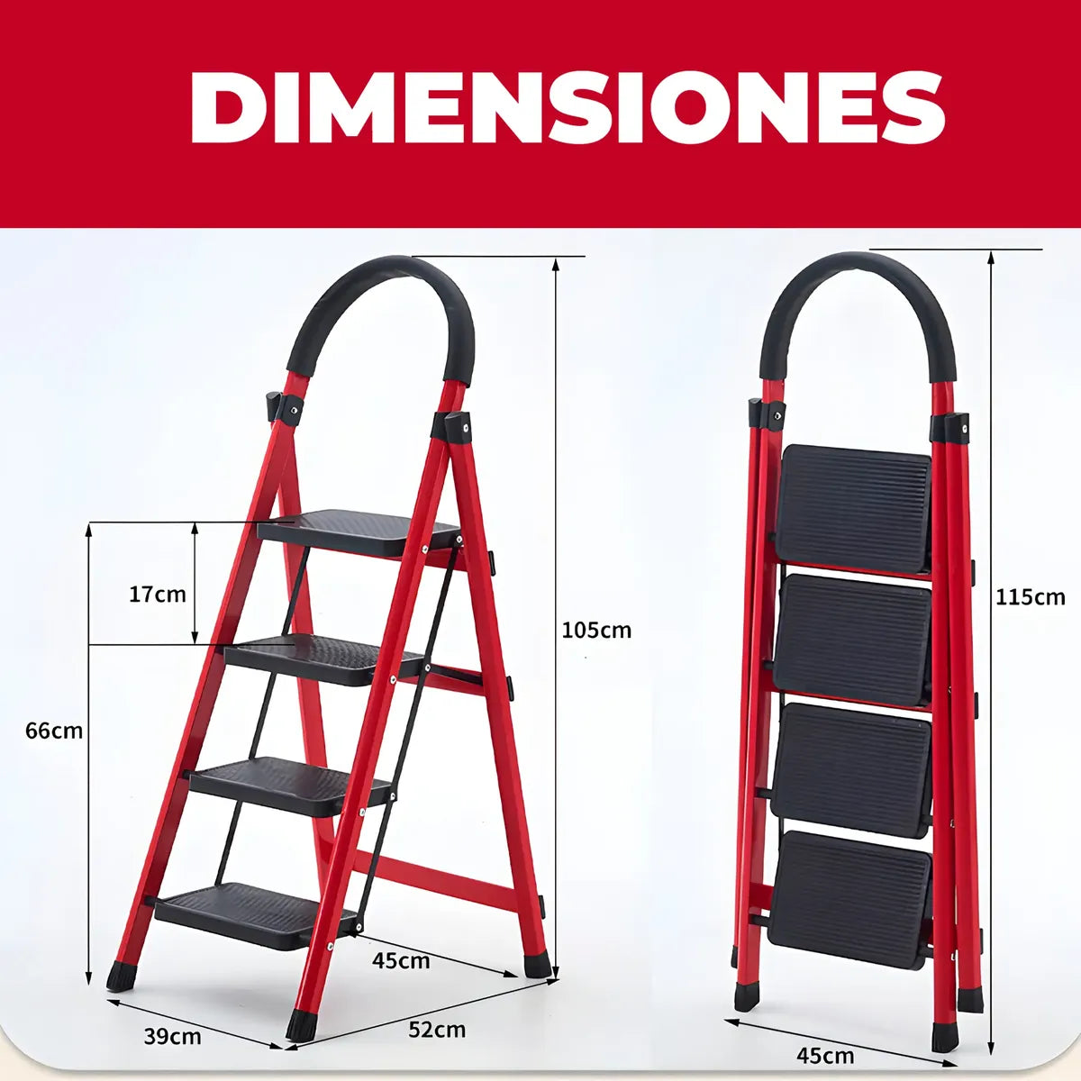 ESCALERA PLEGABLE 4 PELDAÑOS RESISTENTE