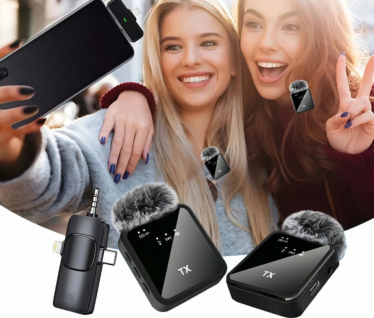 MICRÓFONO INALÁMBRICO DUAL PARA SMARTPHONE