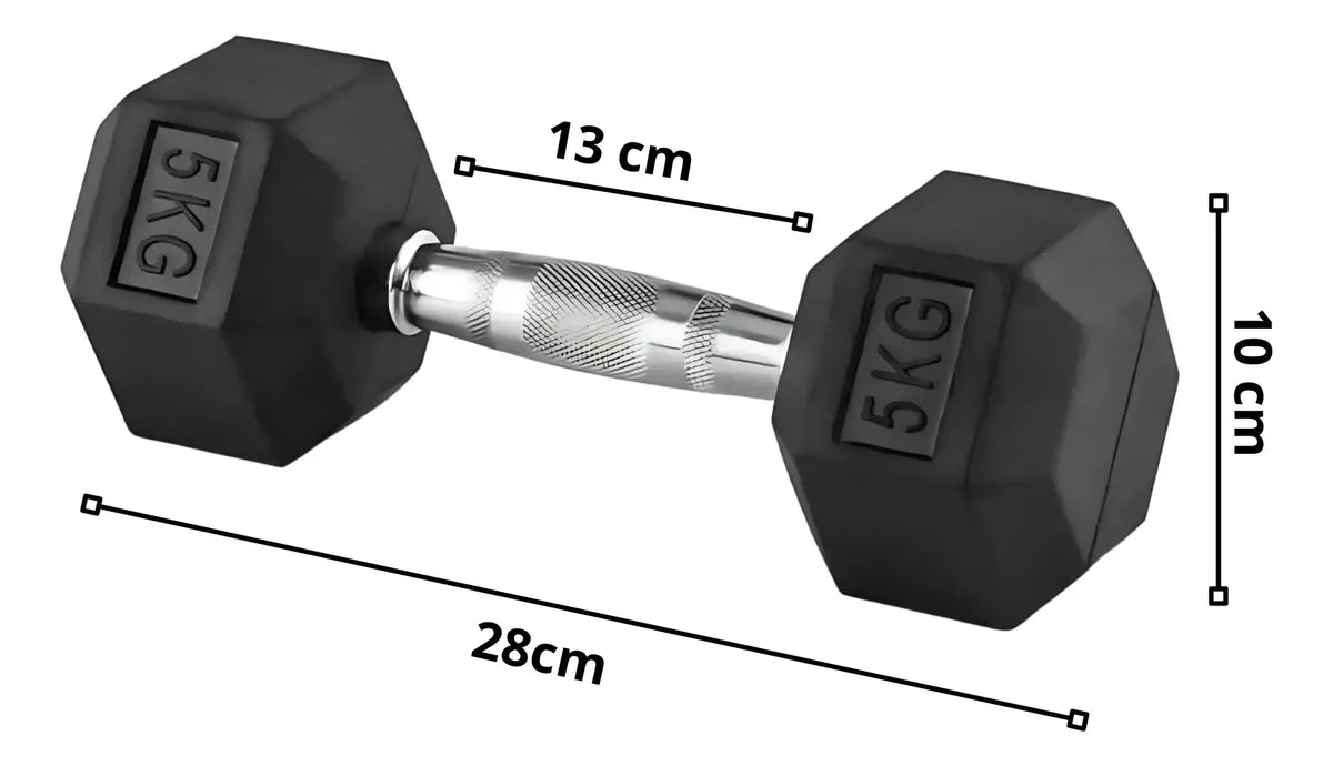 MANCUERNA HEXAGONAL DE CAUCHO 5 KG -PAR (10 KG TOTAL)