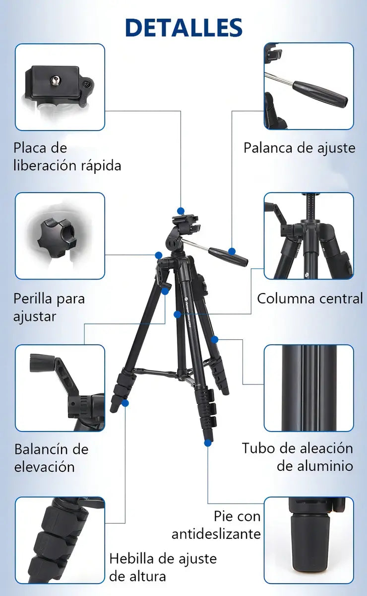 TRÍPODE PLEGABLE PROFESIONAL SL- 3600 CON BOLSO - AJUSTABLE Y PORTÁTIL