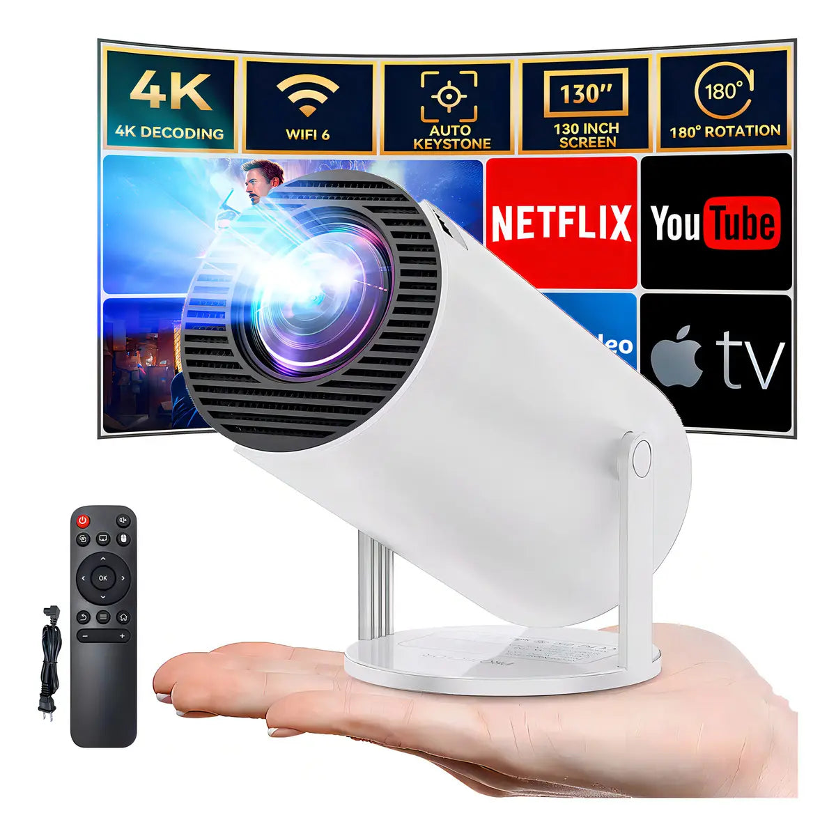 PROYECTOR PORTÁTIL HY300 ULTRA HD 4K WIFI BLUETOOTH
