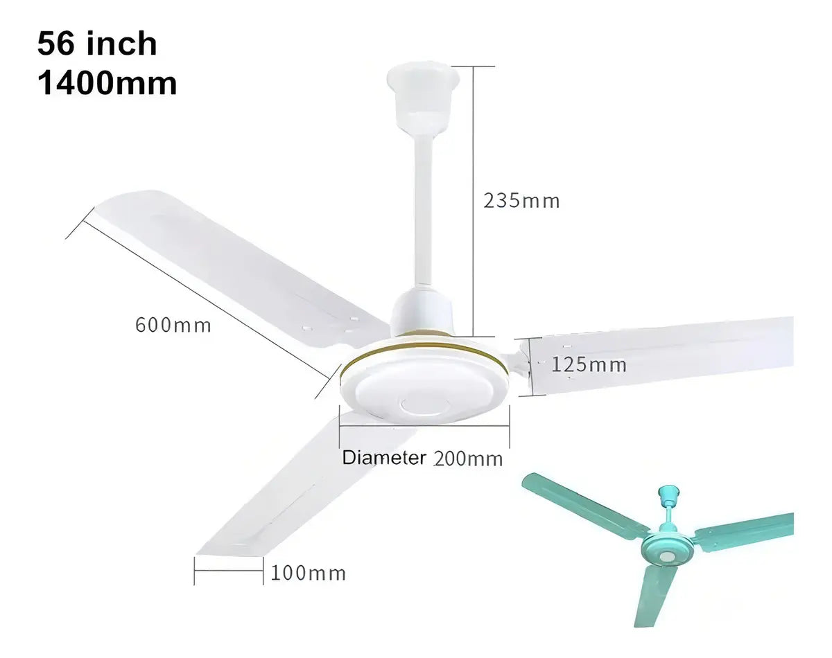 PACK X3 VENTILADORES DE TECHO METÁLICOS 3 ASPAS- 142CM BLANCO