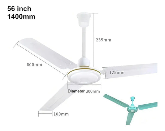 PACK X3 VENTILADORES DE TECHO METÁLICOS 3 ASPAS- 142CM BLANCO