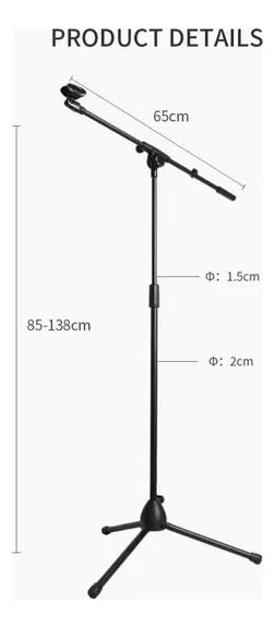 ATRIL SOPORTE MICRÓFONO PROFESIONAL AJUSTABLE NEGRO TRÍPODE
