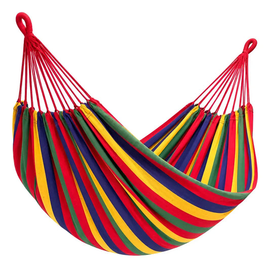 HAMACA COLGANTE MULTICOLOR 190X80CM PARA CAMPING, JARDÍN Y HOGAR