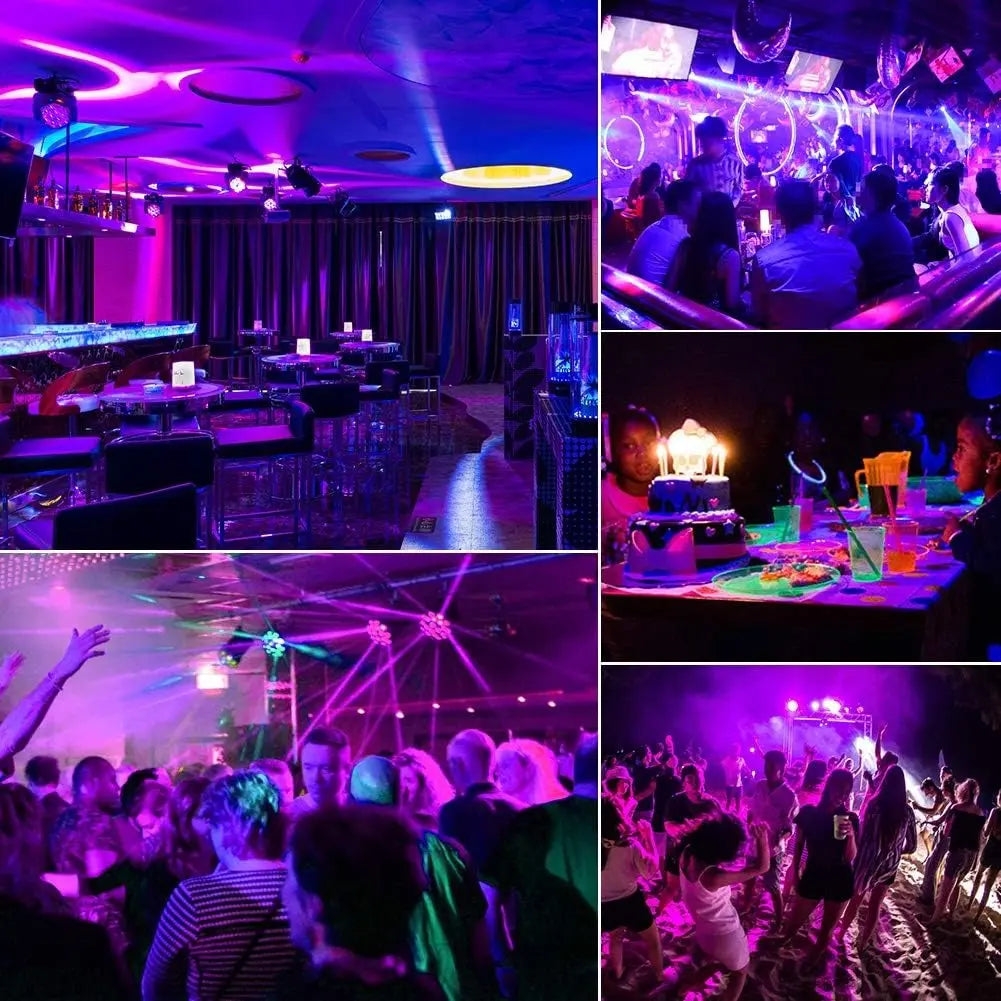 PACK  2 FOCOS UV 36 LED LUZ ULTRAVIOLETA PARA FIESTAS Y FLUORESCENCIA
