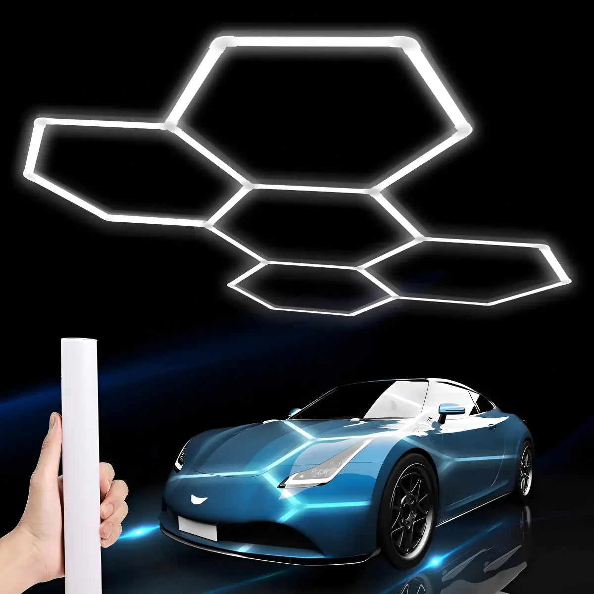 LÁMPARA LED TECHO HEXAGONAL PARA TALLERES Y BARBERÍAS
