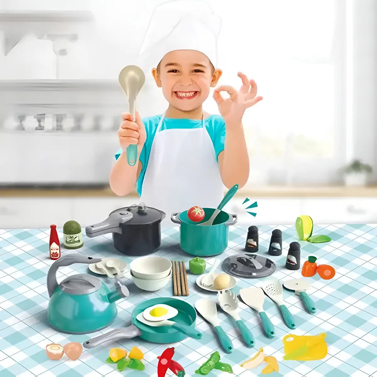 SET COCINA JUGUETE OLLAS Y UTENSILIOS 31 PIEZAS