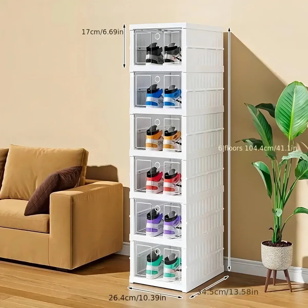 CAJA ORGANIZADOR DE ZAPATOS 6 NIVELES -AHORRO DE ESPACIO Y ORDEN TOTAL